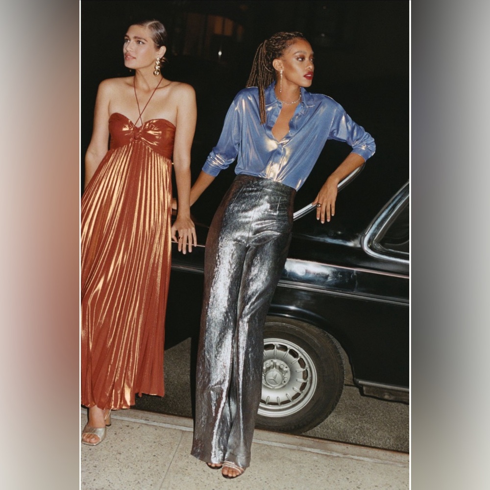 NWT Hutch Metallic silver pants Anthropologie Size XS